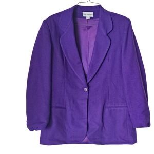 Vintage Bloomingdales Women's Purple Wool Blazer Size 12 Made in USA